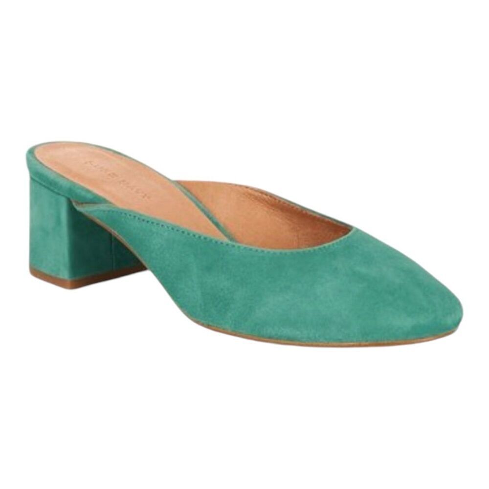 Pure Navy Women's Green Suede Block Heel Mules Closed Toe Slip-On Size 9